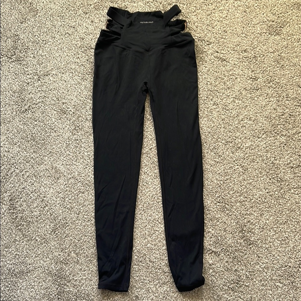 NoirBlanc High-Rise Black Scrunch Leggings with Strappy Waist- worn only once